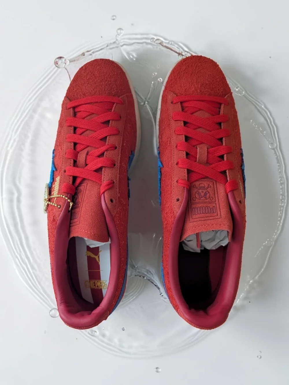 Puma Suede Men's Size 12 Red Blue Flame Stripe Gum Sole Sneaker